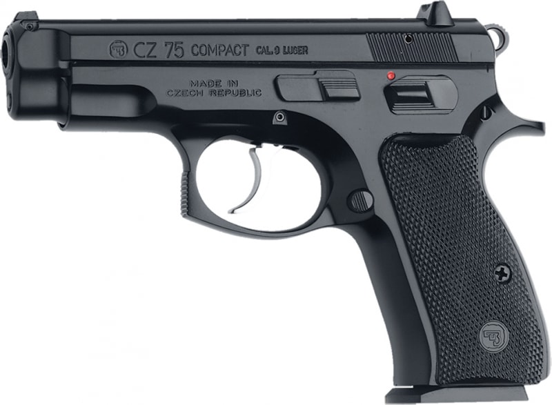 CZ 01190 CZ-75 Compact DA/SA 9mm 3.8" 10+1 Black Poly Grip Black Finish