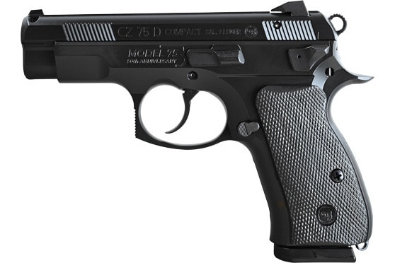 CZ 75D PCR Compact 50th Anniversary 9mm Pistol, 3.8" Barrel, 10+1, DA/SA, Decocker, Snag-Free Sights, Aluminum Frame.