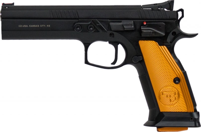CZ 91260 CZ 75 Tactical Sport Single 40 S&W 5.4" 17+1 Orange Aluminum Grip Black