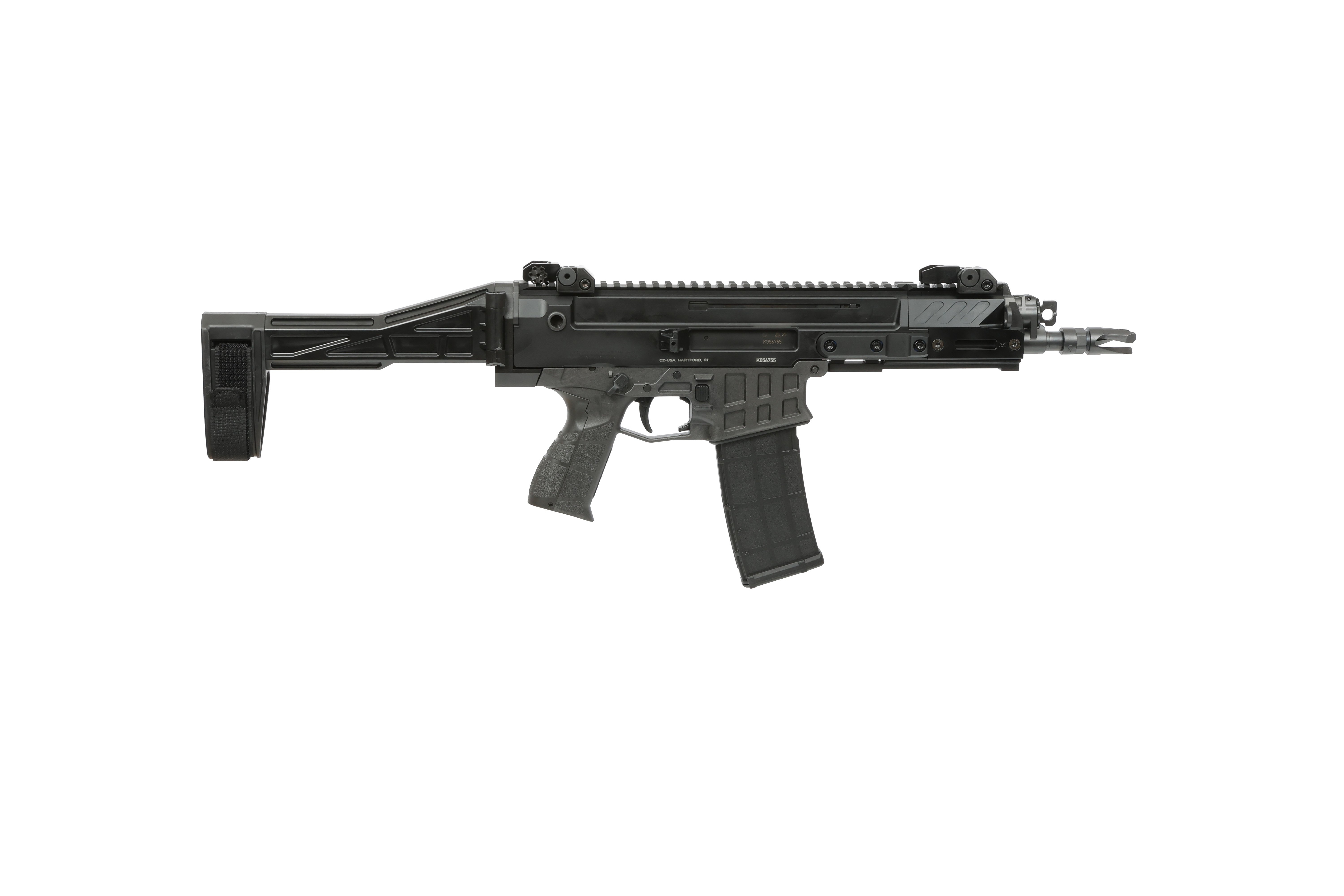 CZ BREN 2 Ms 8-Inch Manual Safety 5.56 NATO Black Pistol w SB Tactical Brace