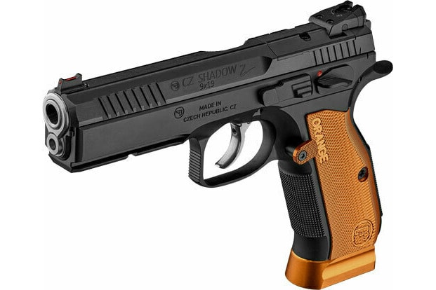 CZ Shadow 2 Orange Optics-Ready 91248 Pistol 9mm 4.89" Barrel 17+1 DA/SA Orange Grips, Fiber Optic Sights, Hand-Fit Barrel Bushing.